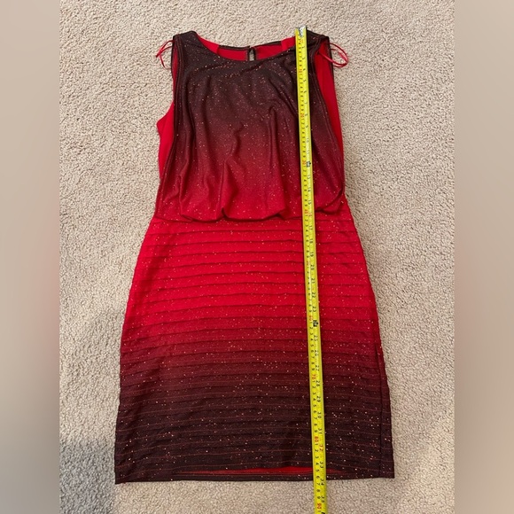 Women's R&M RICHARDS red glitter ruffled sleveless MiniDress - Picture 8 of 11